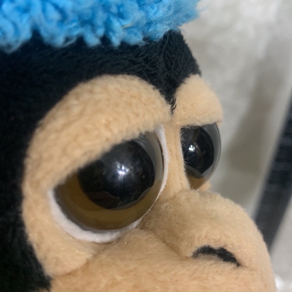 The Petting Zoo baby Chimp Monkey plush 7" black wearing hat & scarf 1994 - Picture 4 of 10